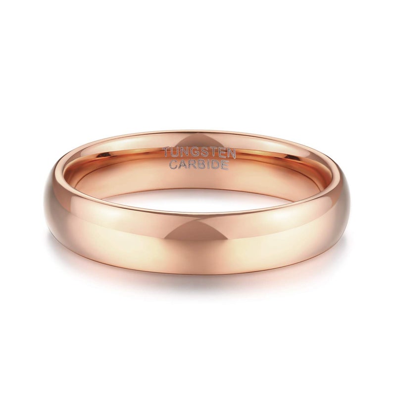 TRUMIUM 4mm Tungsten Wedding Ring Bands for Men Women Rose Gold Plated Dome Plain High Polish Size 7 - Image 3